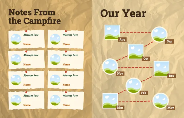 Camp Adventure template, pages 44 and 45