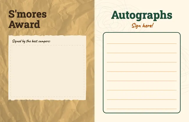 Camp Adventure template, pages 48 and 49