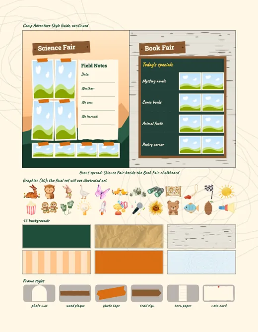 Camp Adventure style guide, page 2