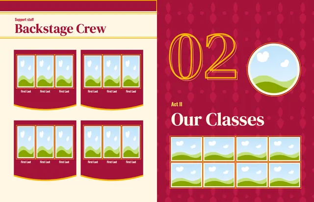 Center Stage template, pages 8 and 9