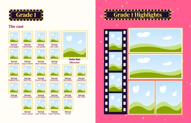 Center Stage template, pages 12 and 13