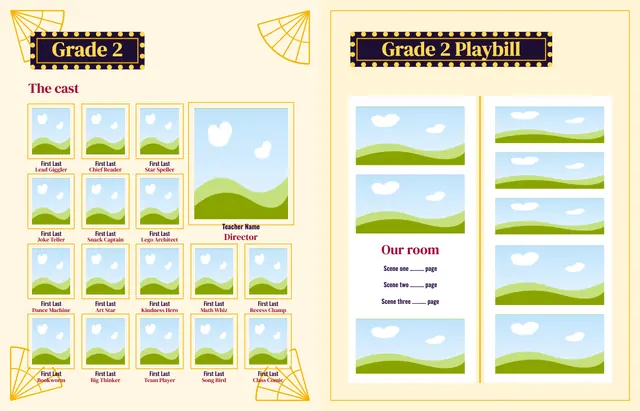 Center Stage template, pages 14 and 15