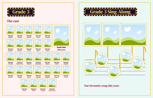 Center Stage template, pages 16 and 17