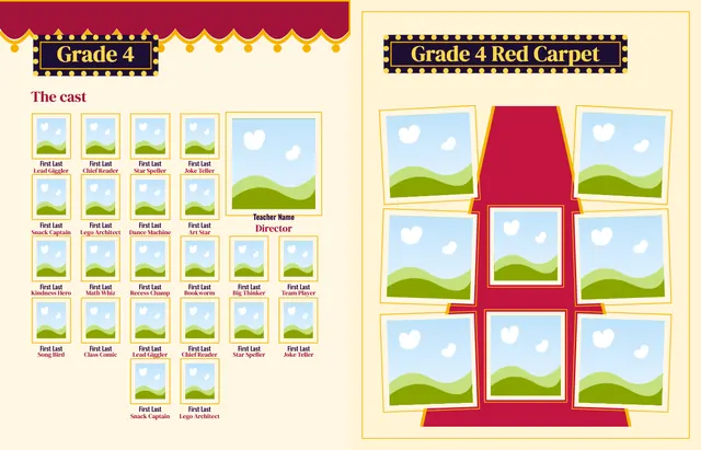 Center Stage template, pages 18 and 19