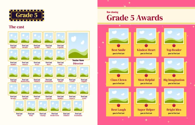 Center Stage template, pages 20 and 21