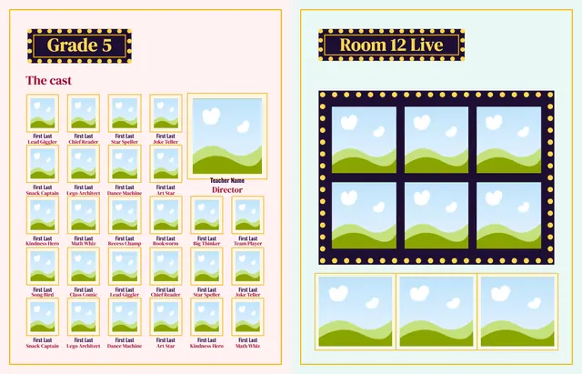 Center Stage template, pages 22 and 23