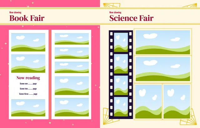 Center Stage template, pages 28 and 29