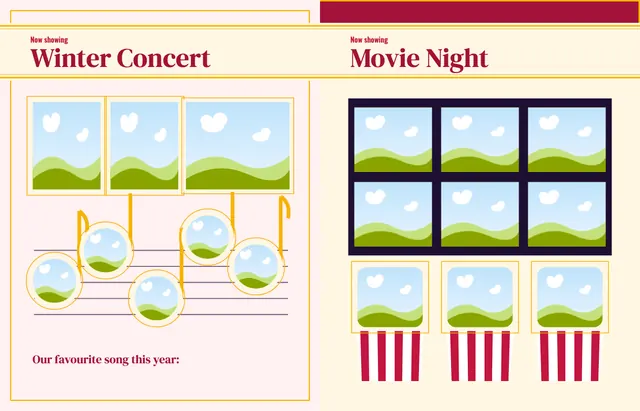 Center Stage template, pages 30 and 31