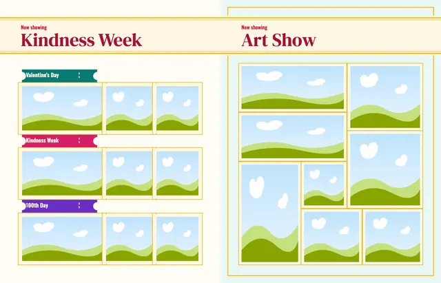 Center Stage template, pages 32 and 33