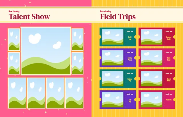 Center Stage template, pages 34 and 35
