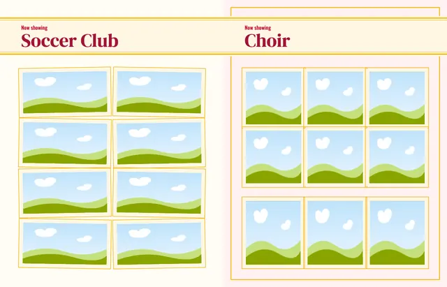 Center Stage template, pages 40 and 41