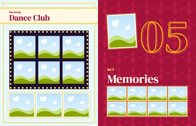 Center Stage template, pages 42 and 43