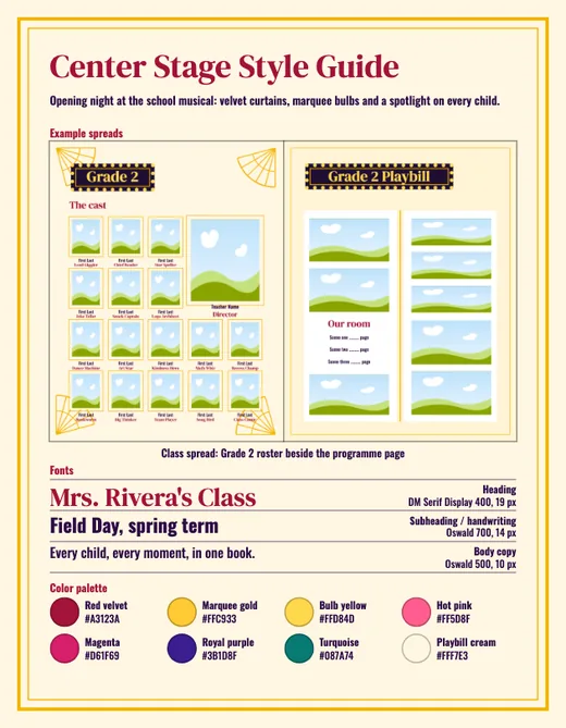 Center Stage style guide, page 1