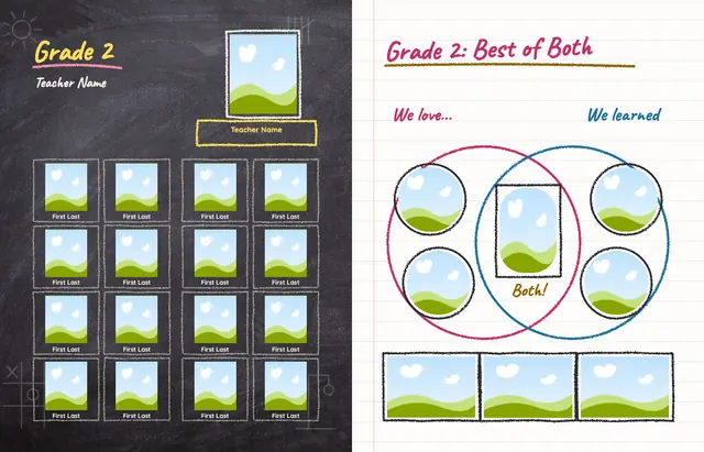 Chalk It Up template, pages 14 and 15