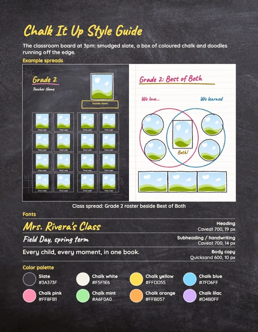 Chalk It Up style guide, page 1