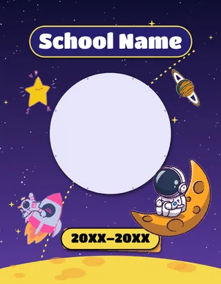Cosmic Classroom yearbook template cover