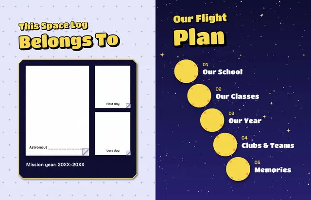 Cosmic Classroom template, pages 2 and 3