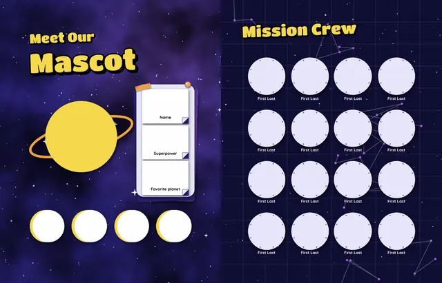 Cosmic Classroom template, pages 6 and 7