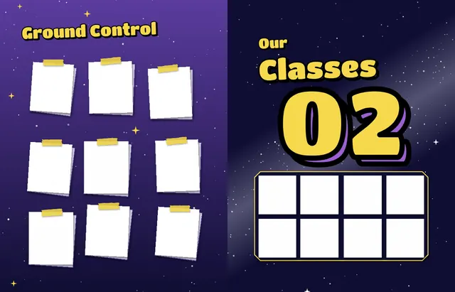 Cosmic Classroom template, pages 8 and 9