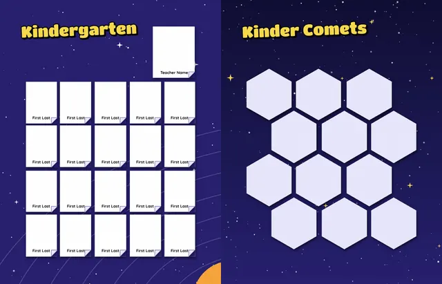 Cosmic Classroom template, pages 12 and 13