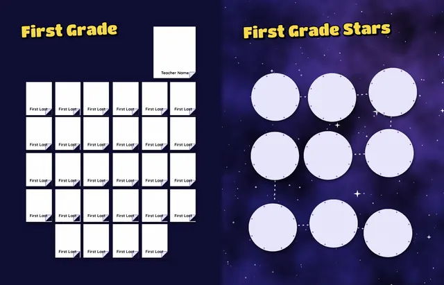 Cosmic Classroom template, pages 14 and 15