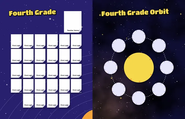 Cosmic Classroom template, pages 20 and 21