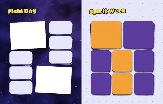 Cosmic Classroom template, pages 34 and 35