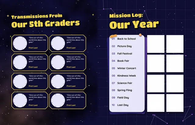 Cosmic Classroom template, pages 44 and 45