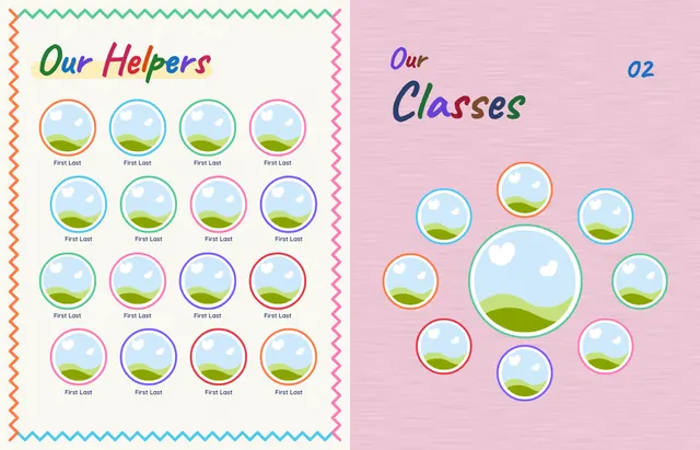 Crayon Box template, pages 8 and 9
