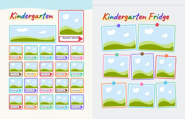 Crayon Box template, pages 12 and 13