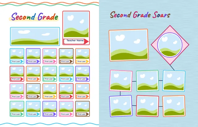 Crayon Box template, pages 16 and 17