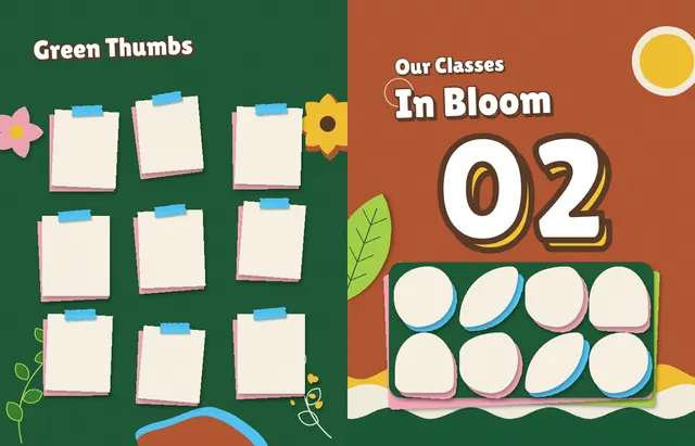 Cutout Garden template, pages 8 and 9