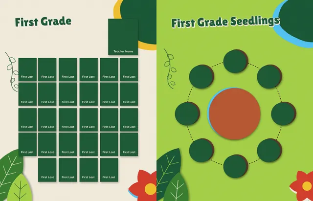 Cutout Garden template, pages 14 and 15