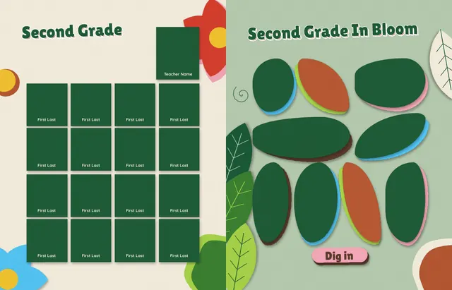 Cutout Garden template, pages 16 and 17