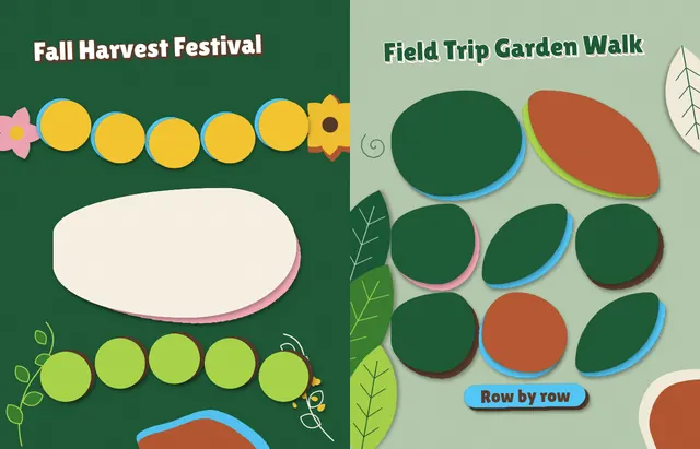 Cutout Garden template, pages 28 and 29