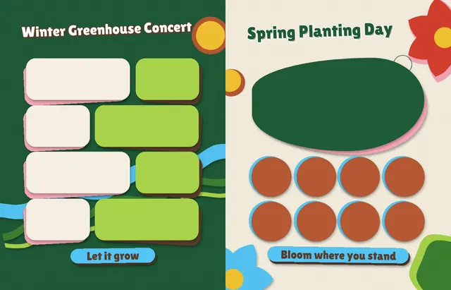 Cutout Garden template, pages 34 and 35