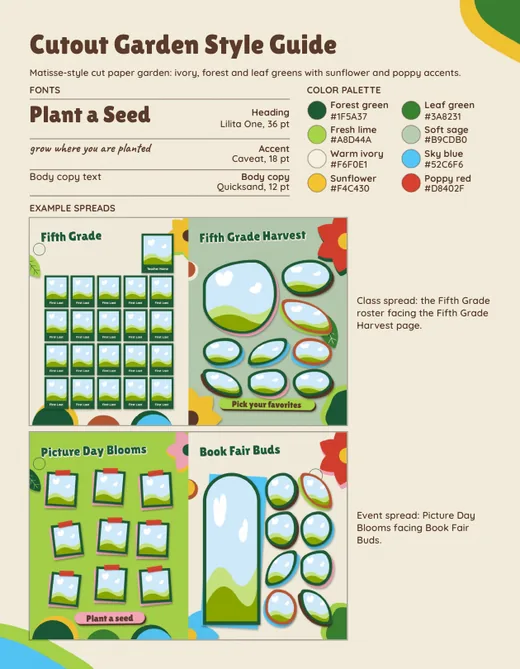 Cutout Garden style guide, page 1