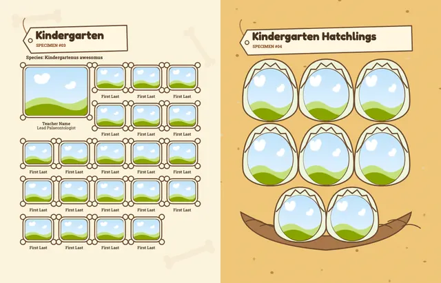 Dino Dig template, pages 10 and 11