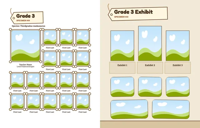 Dino Dig template, pages 16 and 17