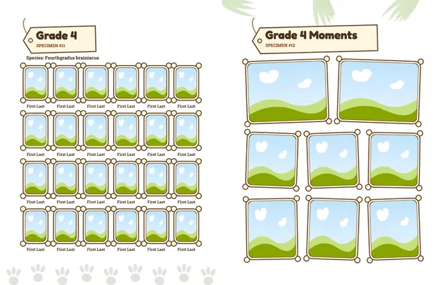 Dino Dig template, pages 18 and 19