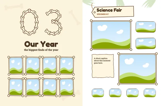 Dino Dig template, pages 24 and 25