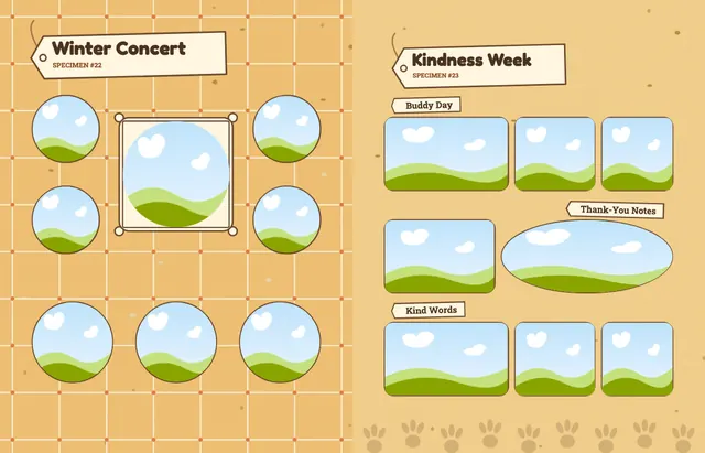 Dino Dig template, pages 30 and 31