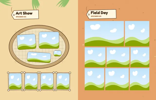 Dino Dig template, pages 32 and 33