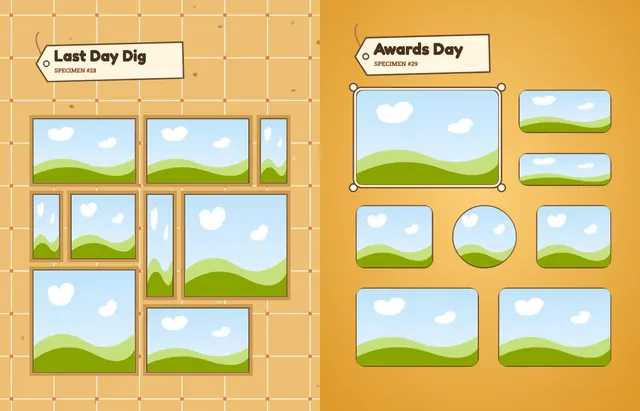 Dino Dig template, pages 36 and 37
