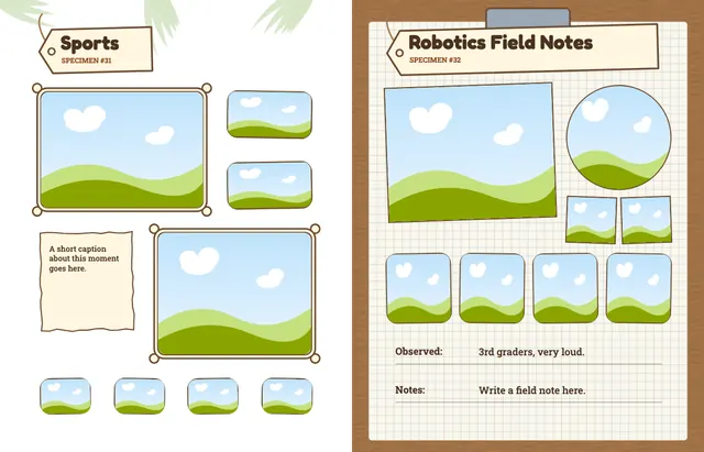 Dino Dig template, pages 40 and 41