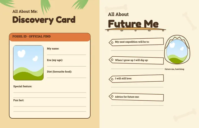 Dino Dig template, pages 46 and 47