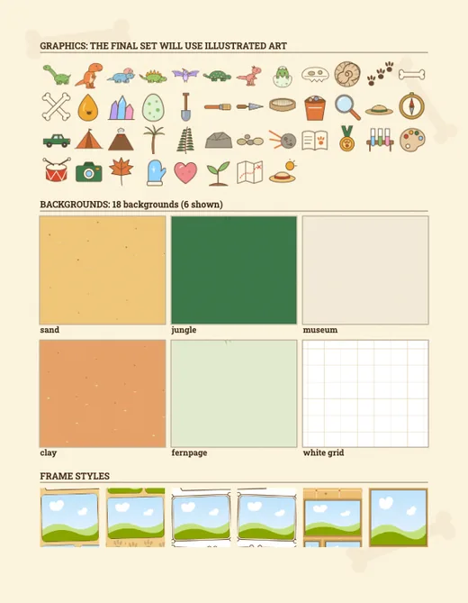 Dino Dig style guide, page 2