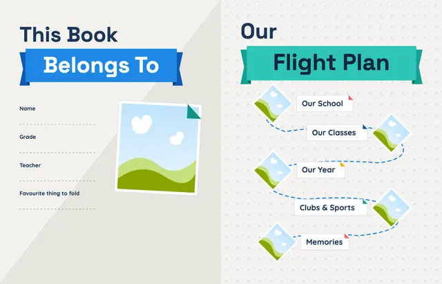 Fold and Fly template, pages 2 and 3