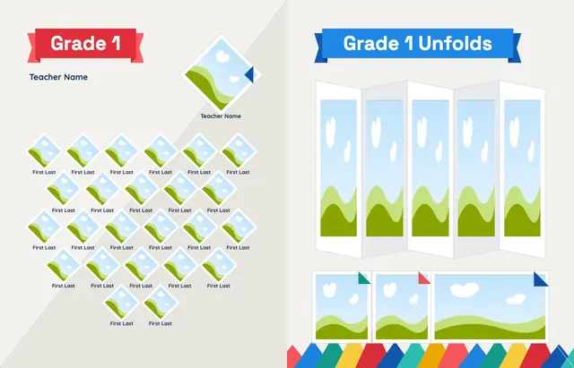Fold and Fly template, pages 12 and 13