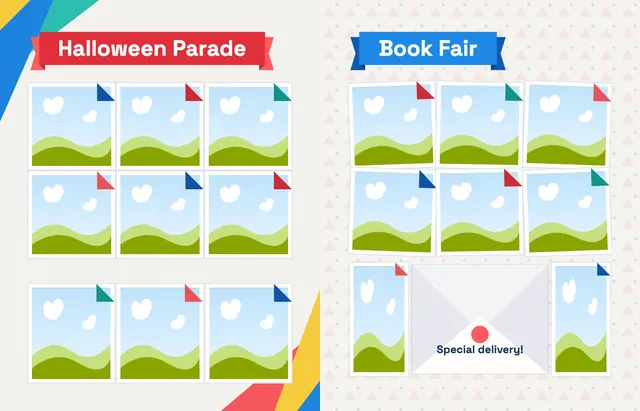 Fold and Fly template, pages 28 and 29